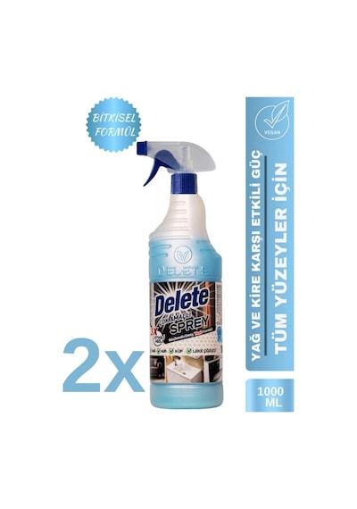 Delete Çok Amaçlı Temizleyici - Yağ Kir Leke Küf Sökücü - 1 Lt. 2 Adet 2'li Set