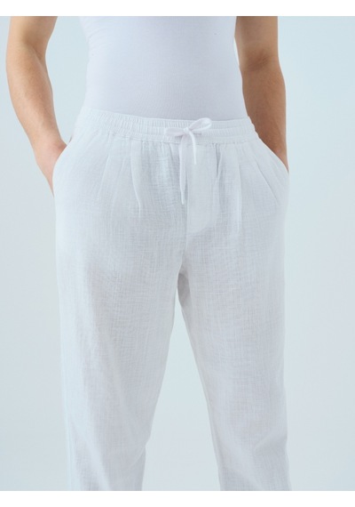 Regular Fit Erkek Pantolon Beyaz