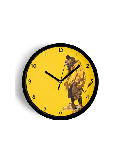 Cool Aslan Tasarım Modern Duvar Saati - 25cm - Önü Camlı Siyah Kasa - Sessiz Mekanizma-jh0523 Siyah