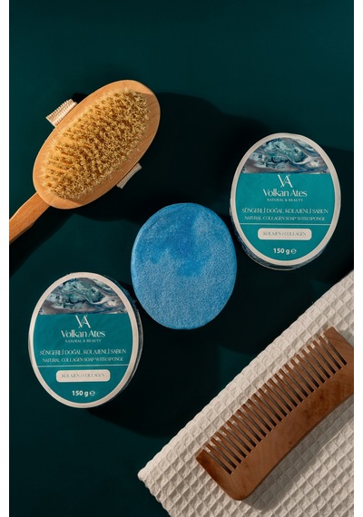 Volkan Ates Natural & Beauty Kolajen Süngerli Doğal Sabun 150 Gr
