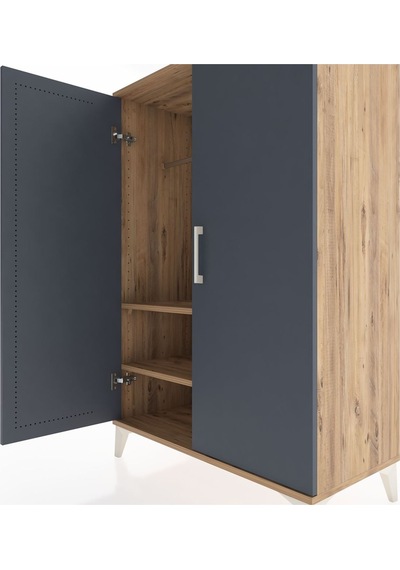 Hyperion Dolap 2 Raflı 2 Kapaklı Tek Askılı 88x44x134 Çam-ant... Çam