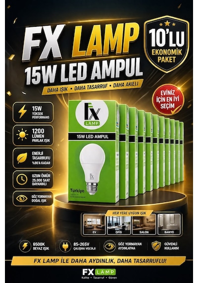 Vipay/ Fx Lamp 15w E27 Led Ampul - 10'lu Paket 10lu Paket