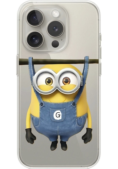 Apple Uyumlu iPhone 15 Pro Şeffaf Kılıf Minions Tasarımlı