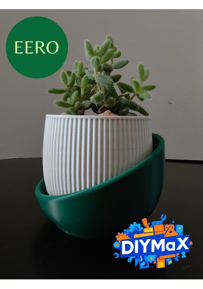 Eero Planter Saksı 8x8 Cm Dekoratif Modern Minimal Sukulent Saksı Beyaz - Yeşil