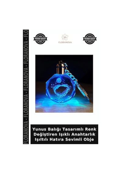 Yunus Balığı Tasarımlı Renk Değiştiren Işıklı Anahtarlık Işıltılı Hatıra Sevimli Obje