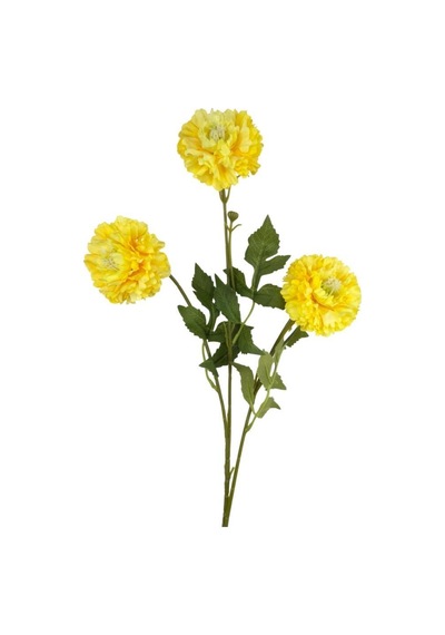 Yapay Çiçek Kasımpatı Sarı Uzun Dal 3 Çiçekli 77cm