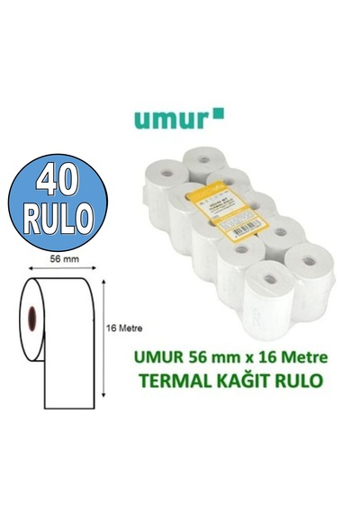 Umur 56x16mt Termal Yazarkasa Pos Rulosu 40 Adet