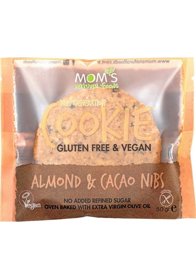Mom's Natural Foods Badem ve Kakao Parçacıklı Kurabiye 50 G