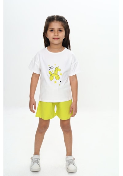 Toontoy Kids Toontoy Kız Çocuk Anımal Balon Baskılı Şortlu Takım Çok Renkli