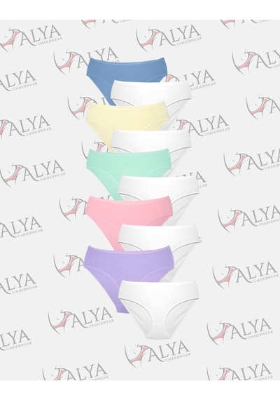 Alya Underwear Kadın Pamuklu Hipster - Slip Külot 5 Farklı Renk 1 Pakette Multicolor-x18