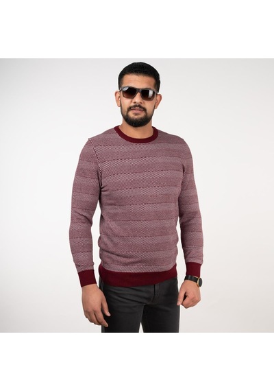 San&Fa Triko Erkek Sıfır Yaka Desenli Slimfit Kazak
