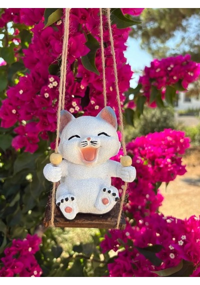 Sallanan Kedi Polyester Duvar Balkon Bahçe Süsü 5 Farklı Renk 01