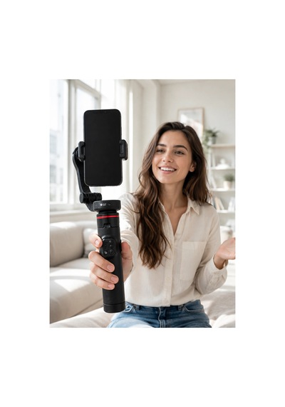 Akıllı Takipli Gimbal Selfie Stick Profesyonel Video Çekim Stabilizatörü Uzayabilir Tripod Bluetooth Düz Renk