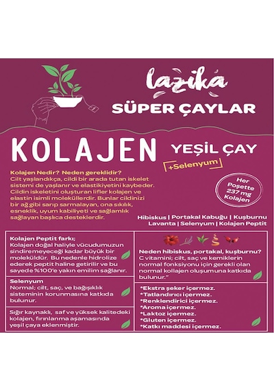 Lazika Kolajen Piramit Poşet Yeşil Çay 3 X 18 Poşet