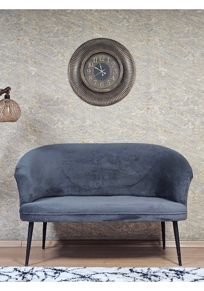 Zafir İkili Teddy Siyah Boyalı Sivriltme Ayak Çay Seti Koltuk İkili Berjer , Balkon, Salon, Ofis Füme