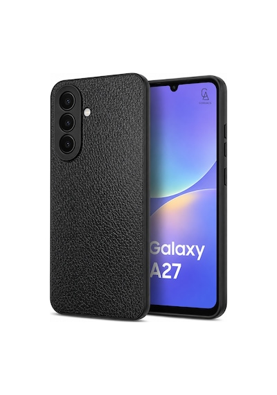 Samsung Galaxy A27 Uyumlu Deri Dokulu Yumuşak Silikon Telefon Kılıfı Kapak Siyah