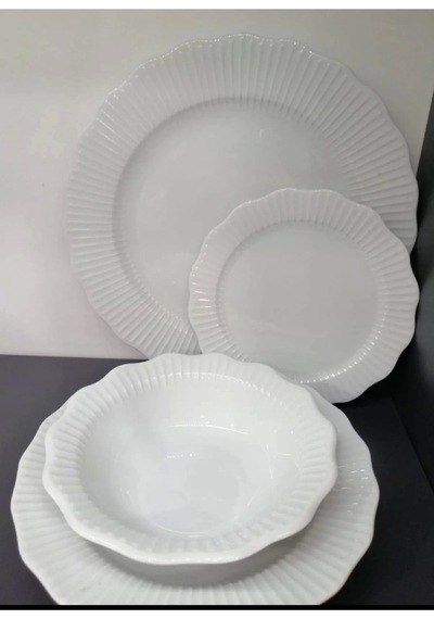Porland Frilly Beyaz 24 Parça 6 Kişilik Yemek Takımı Beyaz