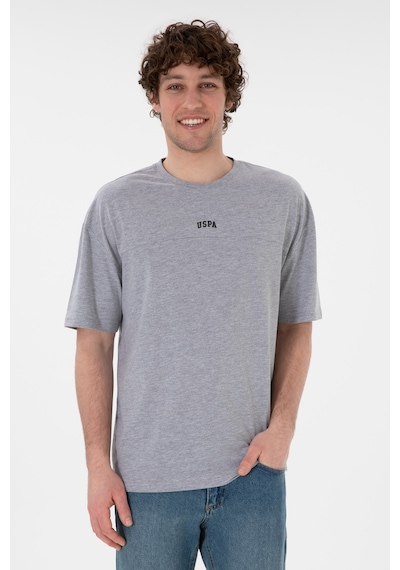 U.S. Polo Assn. Erkek Comfort Fit Bisiklet Yaka Gri Melanj Tişört 50306017-VR086