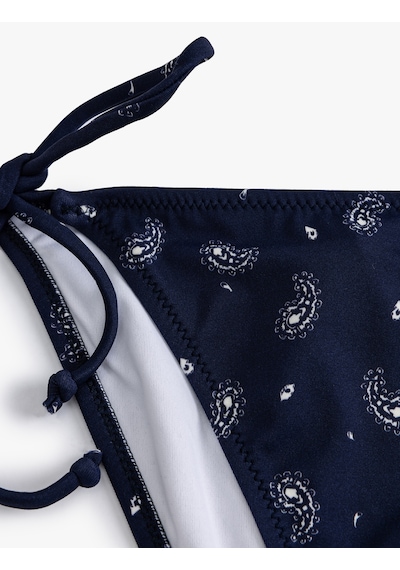 Koton İpli Bikini Altı Şal Desenli Astarlı Lacivert Desenli 4sak00187mm Lacivert