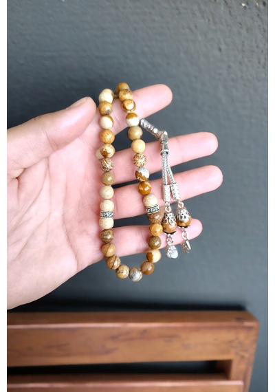 Odun Jasper 33'lük 8 Mm Doğal Taş Tesbih Odun Jasper Odun Jasper