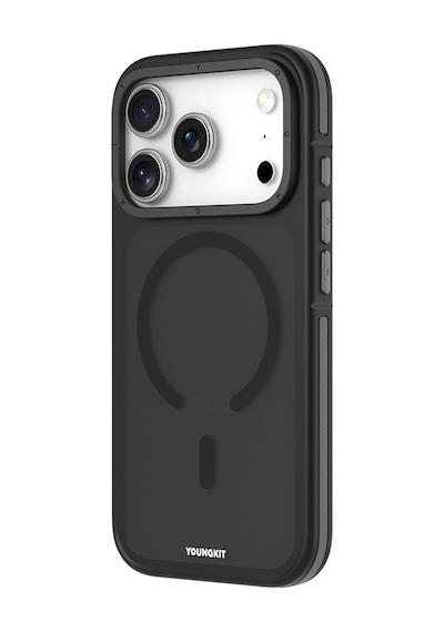 Apple Uyumlu iPhone 17 Pro Kılıf M-safe Şarj Özellikli Youngkit Rock Sand Serisi Kapak Siyah