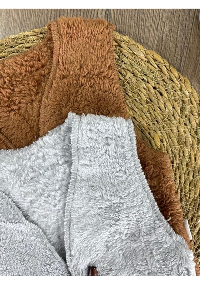 Bebicix Peluş Unisex Kışlık Yelek 2'li Takım Kahve