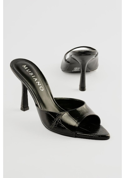Kadın Stiletto Sivri Burun Kroko Desenli Ön Arka Açık Topuklu Terlik Cedra Siyah Siyah Krokodil Kadın Stiletto Sivri Burun Kroko Desenli Ön Arka Açık Topuklu Terlik Cedra Siyah Siyah Krokodil