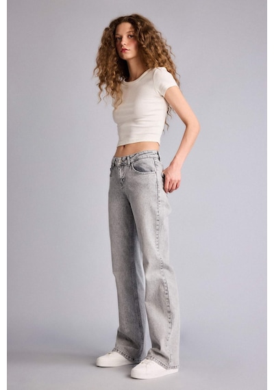 Defacto Bootcut Düşük Bel Uzun Jean Yıkamalı Pantolon H0137ax26spnm55 Gri-nm55