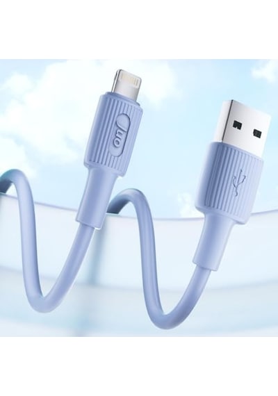 12w 2.4a Usb-a To Lightning İpad İle Uyumlu Silikon Hızlı Şarj Ve Data Kablosu Mavi 1 Metre