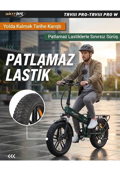 Skyjet Trvııı Pro Elektrikli Bisiklet Ayna Ve Çanta Hediyeli Yeşil