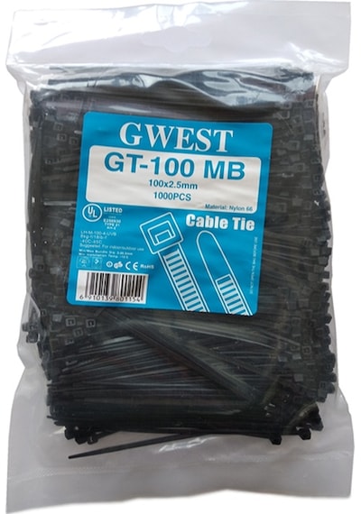 Gwest 2.5X100Mm 10Cm Siyah Plastik Kablo Bağı 1000 Adet N11.119