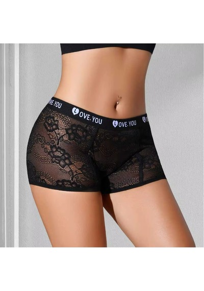 Ece's Design Kadın Dantelli Orta Bel Elastik Bel Bantlı Yumuşak Boxer Wbx1001 Siyah
