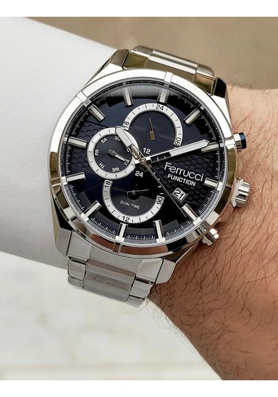 Ferrucci Fc70068 Silver Fonksiyonlu Takvimli Çelik Erkek Kol Saat