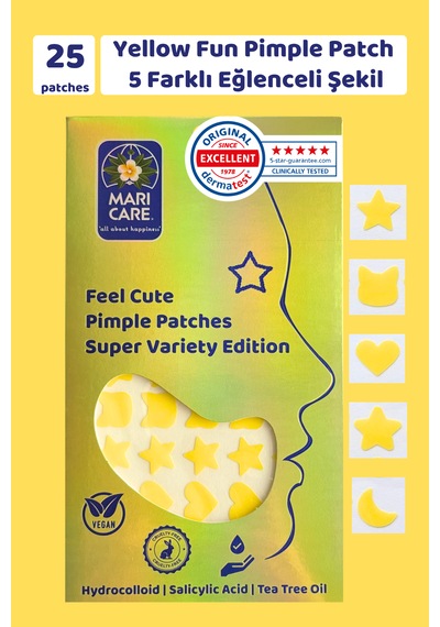 Mari Care Feel Cute Pimple Patches Super Variety Edition 25 Adet Sarı Yellow