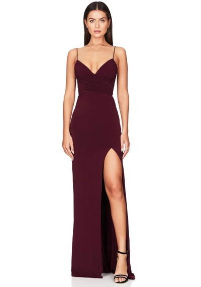 Hanife Glam Couture Hanife Glam Sandy Elbise Bordo
