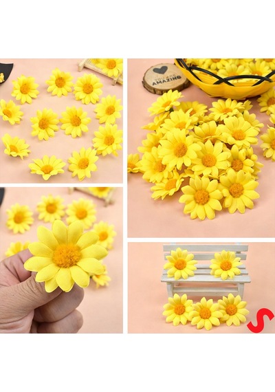 Yapay Papatya Çiçek Kafası 4 Cm X 20 Adet - Sarı Renkli