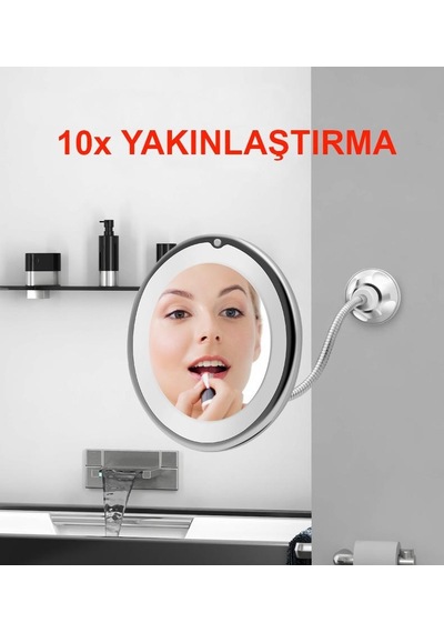 Valkyrie 10x Zoom Büyüteç Led Işıklı Esnek Makyaj Aynası