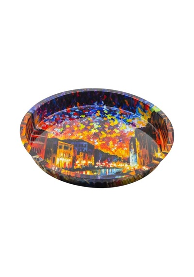 Ef163-03 Afremov River Desenli Yuvarlak Tepsi 36 Cm Desenli