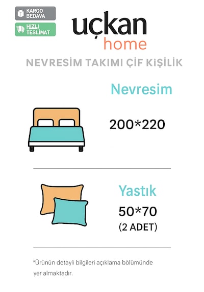 Uçkan Home Soft Elegance Çift Kişilik Nevresim Seti %100 Pamuk Ekru--UH-00036