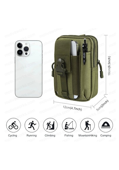Taktik Modüler Mini Haki Yeşil Göğüs Bel Telefon Molle Çantası Spor Bisiklet Motosiklet Scooter