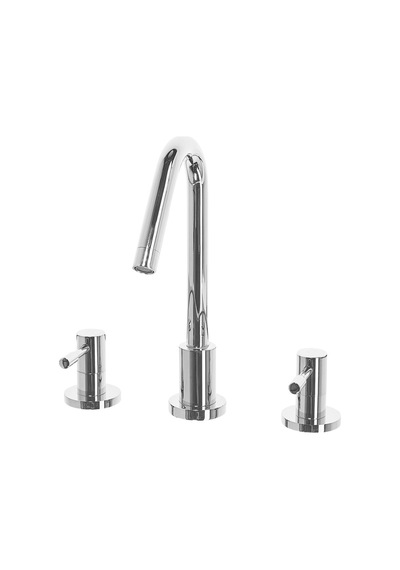 Kalambo Altın Lavabo Bataryası, 3 Delikli Kuğu Boyun Tasarımı, Parlak Pirinç Gümüş