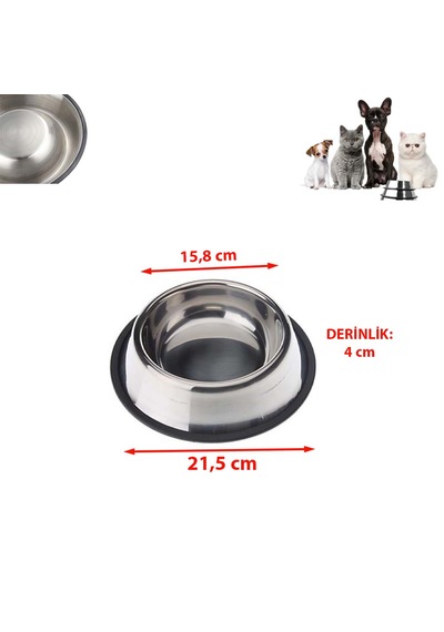 Oyun Topu Ve Büyük Boy Çelik Kaydırmaz Kedi Köpek Su Mama Vb. Kabı Alt Taban 21,5 Cm
