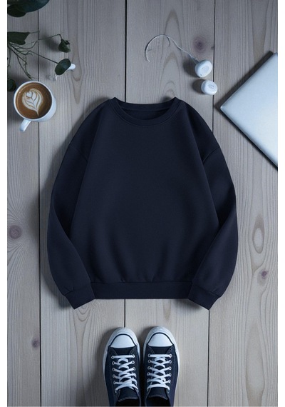 Uyguntarz Unisex Rome Itally Tasarım Baskılı Bisiklet Yaka Sweatshirt Lacivert