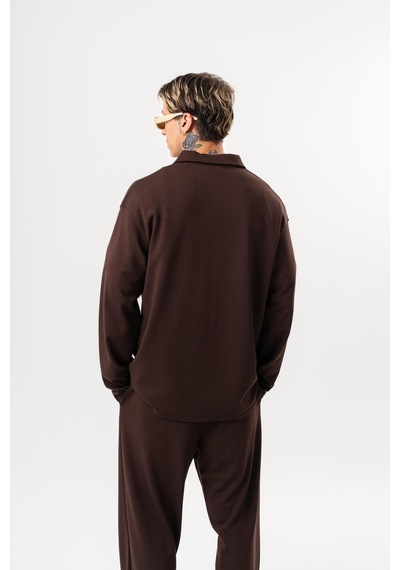 Respire Erkek Yarım Fermuarlı Modal Sweatshirt Kahve