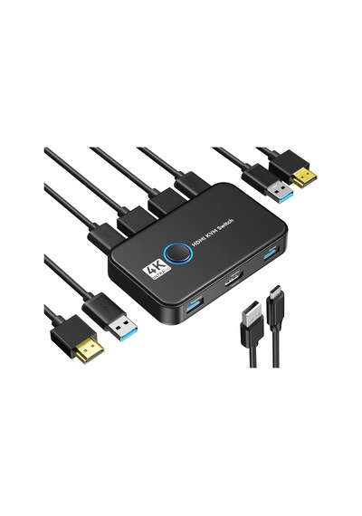 Kvm Anahtarı, Kvm Anahtarı Hdmı, Bir Hd Monitör Ve Klavye Fare Paylaşımı 2 Bilgisayar İçin Usb Kvm Anahtarı, 4k