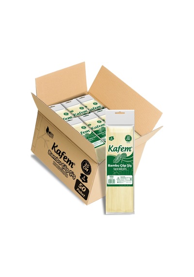Kafem Bambu Çöp Şiş 25 cm 3 MM 100 Lü x 50 Paket