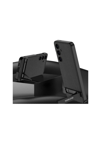 Galaxy S24 Kılıf Zore Kamera Korumalı Leather Dikey Standlı Ays Kapak Siyah