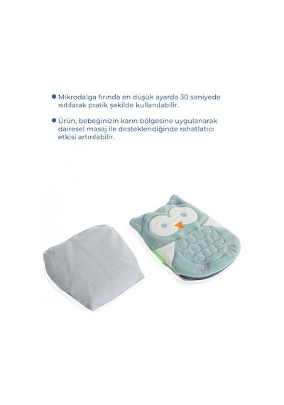 Babyjem Kiraz Çekirdekli Baykuş Kadife Rahatlatıcı Gaz Kemeri & Gaz Yastığı - Yeşil