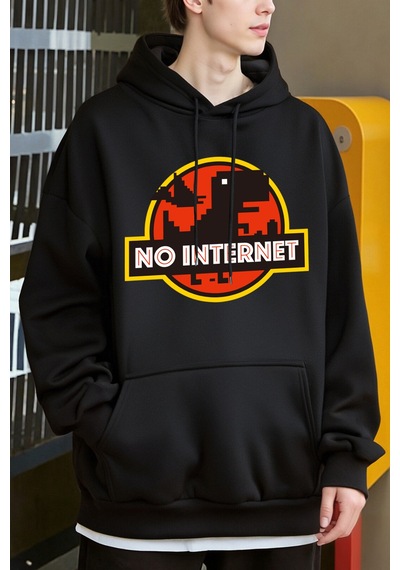 Startmore Startmoreinternet Yok Dinozor Baskılar Kapüşonlular Erkekler Günlük Giyim Moda Y2k Hoody Sonbahar Pola Siyah