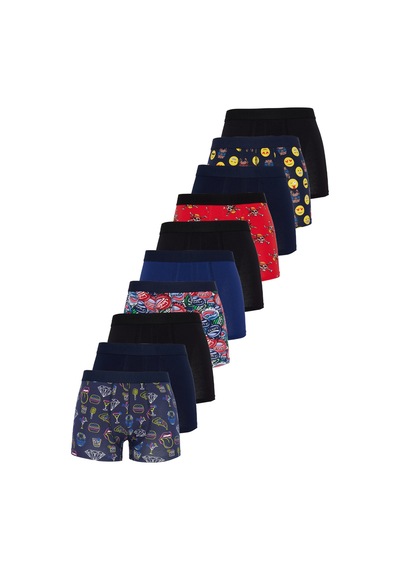 Tudors Erkek 10'lu Likralı Pamuklu Esnek Kumaş Premium Seri Boxer-50517 Çok Renkli